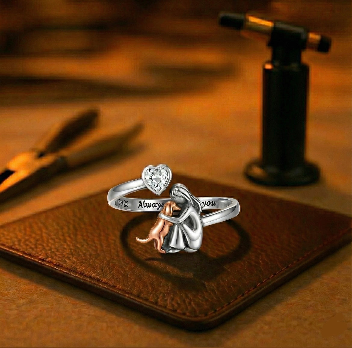 Liv | Dog Clasp Ring (Pink)
